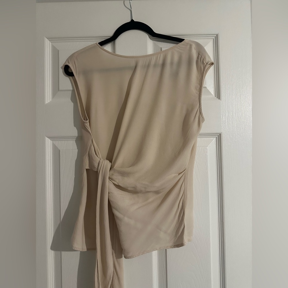 Express Cream Asymmetrical Tie-Front Blouse